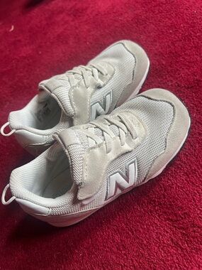New Balance Kids' Light Gray and White Sneaker
